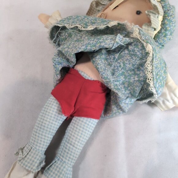 Holly Hobbie Knickerbocker American Greetings Blue Dress Plush Rag Doll Vintage - Picture 12 of 13